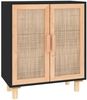 vidaXL Sideboard Schwarz 60 x 30 x 70 cm Massivholz Kiefer und Natur-Rattan [345631] Bild 2