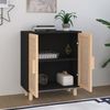 vidaXL Sideboard Schwarz 60 x 30 x 70 cm Massivholz Kiefer und Natur-Rattan [345631] Bild 3