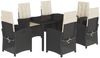 vidaXL 7-tlg. Garten-Essgruppe mit Kissen Schwarz Poly Rattan 3212199 Bild 2