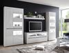 Wohnwand Anbauwand Carat 316cm LED weiß Hochglanz beton grifflos MDF Bild 1
