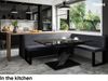 MEBLINI Eckbank für Esszimmer mit ausziehbarem Tisch - Küchenbank - Essecke - Sitzecke Küche - TONI - U-Beine 142x196x87cm Rechts - Dunkelgrau Samt/B Schwarz Hochgl. Bild 2