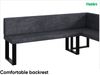 MEBLINI Eckbank für Esszimmer mit ausziehbarem Tisch - Küchenbank - Essecke - Sitzecke Küche - TONI - U-Beine 142x196x87cm Rechts - Dunkelgrau Samt/B Schwarz Hochgl. Bild 5