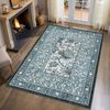 GarveeMore Teppich Flachflor-Teppich im floralen Landhausstil, rechteckig, Höhe: 5 mm, 100% Polyester, TPR-Unterseite, zusammenlegbar Bild 2