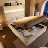 Polsterbett in Leinenoptik mit LED, Stauraum & USB-Anschluss, 90x200 cm, Beige, mit Matratze Bild 2