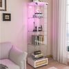 HAUSS SPOLE Vitrine mit LED&Schubladen,Highboard Bücherregal mit vier Einlegeböden,weiß (Glasvitrine aus gehärtetem Glas und MDF, Eintüriger Schrank mit vier Einlegeböden) für Küche, Esszimmer, Schlafzimmer Bild 3