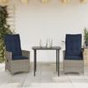 vidaXL Gartenstühle Verstellbar 2 Stk. mit Kissen Grau Poly Rattan 365649 Bild 2