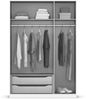 rauch Kleiderschrank Alba, Drehtürenschrank, Garderobenschrank, 3-türig, mit Spiegel, mit 2 Kleiderstangen, 2 Einlegeböden und Schubladeneinsatz, Farbe Grau metallic, Schwarz, Griffstange Grau metallic, Schwarz, 136x197x54cm Bild 5