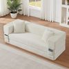 Schlafsofa Weiß aus Schaumstoff mit Cord-Oberfläche, quadratisches Design, zum kleinen Doppelbett umbaubar,60x200x76 cm Bild 2