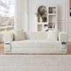 Schlafsofa Weiß aus Schaumstoff mit Cord-Oberfläche, quadratisches Design, zum kleinen Doppelbett umbaubar,60x200x76 cm Bild 3
