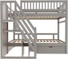 Etagenbett aus Massivholz mit Treppenregal & Schubladen, 90x200 cm, Grau, ohne Matratze Bild 4