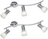 2er Set LED Deckenstrahler 3-flammig Silber Glasschirme schwenkbar, Breite 55cm Bild 2