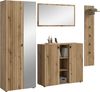 Home affaire Garderoben-Set TATIO, 4-tlg. Garderobenkombination, Breite: 237 cm, Rillenfräsung, (Set, 4-St, 1 Spiegel, 1 Garderobenschrank, 1 Schuhkommode, 1 Garderobenpaneel), Garderobenkombination, Kombi, Flur-Möbel, Schrank, Spiegel, Kommode Bild 3