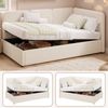 Merax Daybett 90x200 cm mit hydraulischem Stauraum, Polsterbett, Tagesbett, Links und rechts tauschen, bouclé, beige Bild 3