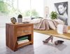Nachttisch MUMBAI aus Sheesham Massiv-Holz 40 x 40 x 30 cm, Nacht-Kommode braun mit 1 Schublade und 1 Ablagefach, Nachtschrank Landhaus-Stil Echt-Holz Bild 3