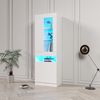 Vitrine, 50x40x180 cm, weiße Vitrine mit Betonoptik, App-LED & Glasböden Bild 2