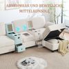 Sofa 266x136x82 cm, Cordstoff Beige, Memory Foam, verschiebbare Mittelkonsole mit USB‑C Bild 5