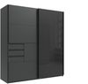 Kleiderschrank Schwerin in Grafit und Glas Schwarz - Schwebetürenschrank - Schwebetürenschrank Bild 1