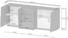 Dmora Kommode Astel, Wohnzimmer-Buffet, Wohnzimmer-Kommode mit 4 Türen und 3 Schubladen, 220x44x86 cm, Eiche Bild 3