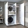 Roomart Waschmaschinenschrank- DORA-I- 130 cm breit – Waschmaschinen- & Trockner-Überbau mit Türen und Ausziehplatte, Bad & Waschküche • Weiß Bild 1