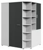 Jugendzimmer Joker in Weiß und Anthrazit 7 teiliges Komplett Set mit Eckkleiderschrank, Bett inklusive extra Ausziehliege, Schreibtisch mit Rollcontainer, INKLUSIVE Lattenrost und Deluxe Kaltschaummatratze Bild 4