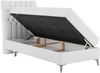 Boxspringbett MILEN, Einzelbett 90x200, Polsterbett mit Multipocket-Matratze und Topper - Weiß Kunstleder - links - H3 Bild 3