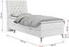 Boxspringbett MILEN, Einzelbett 90x200, Polsterbett mit Multipocket-Matratze und Topper - Weiß Kunstleder - links - H3 Bild 4