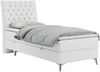 Boxspringbett MILEN, Einzelbett 90x200, Polsterbett mit Multipocket-Matratze und Topper - Weiß Kunstleder - links - H3 Bild 2