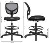 Songmics Bürostuhl Drehstuhl bis 120kg belastbar mit verstellbare Fußring ergonomisch Stehhilfe höhenverstellbar Arbeitshocker schwarz NBO15BK Bild 5