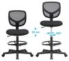 Songmics Bürostuhl Drehstuhl bis 120kg belastbar mit verstellbare Fußring ergonomisch Stehhilfe höhenverstellbar Arbeitshocker schwarz NBO15BK Bild 2