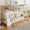 Flieks Hochbett Kinderbett 140x200 cm mit Stauraumtreppe, Rausfallschutz und Lattenrost Bild 2