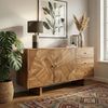 Design Sideboard Akazie Massivholz 150 cm mit 2 Türen & 3 Schubladen - Massive Holz Kommode mit geometrischer Front handgefertigt - Echtholz Anrichte Bild 3