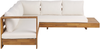 Beliani 'MARETTIMO' Ecksofa Lounge Set rechts, Akazienholz Heller Holzfarbton / Cremeweiß Bild 4