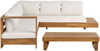 Beliani 'MARETTIMO' Ecksofa Lounge Set rechts, Akazienholz Heller Holzfarbton / Cremeweiß Bild 1