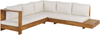 Beliani 'MARETTIMO' Ecksofa Lounge Set rechts, Akazienholz Heller Holzfarbton / Cremeweiß Bild 5