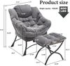 LVHOM Relaxsessel mit Hocker, Loungesessel mit Seitentasche, Lesesessel aus Cordstoff, bequem gepolstert, Metallgestell, bis 180kg belastbar, Dunkelgrau Bild 4