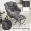 LVHOM Relaxsessel mit Hocker, Loungesessel mit Seitentasche, Lesesessel aus Cordstoff, bequem gepolstert, Metallgestell, bis 180kg belastbar, Dunkelgrau Bild 5