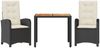 vidaXL 3-tlg. Garten-Essgruppe mit Kissen Schwarz Poly Rattan 3212221 Bild 2