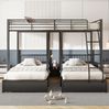 Bett 140x200 cm + 2×90x200 cm aus Metall mit Stauraum – wandelbares Dreibett-Etagenbett Bild 2