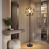 LED Stehleuchte, Schwarz, Gold, Kristalle Blätter Design, H 157 cm Bild 5
