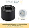 Sweet LED Aufbauleuchte flach & schwenkbar – Deckenspot Aluminium 230V, LED-Modul geeignet, schwenkbar, ohne Leuchtmittel, Aufbaustrahler LED, Aufbauspot, Deckenstrahler Bild 4