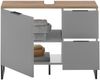 Waschbeckenunterschrank >Denver< 1 Tür, 2 Schübe, grau matt / evoke eiche - 80x60x35cm (BxHxT) Bild 4