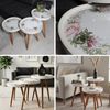 HOOZ Beistelltisch Satztisch 3er Set Beine Holz rund Ø 38 cm, Höhen: 47/ 53/ 59 cm Rosen (Set, 3-St, 3× Sofatisch), Platzsparendes 3er Couchtisch Set – flexibel ineinander schiebbar Bild 3