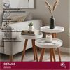HOOZ Beistelltisch Satztisch 3er Set Beine Holz rund Ø 38 cm, Höhen: 47/ 53/ 59 cm Rosen (Set, 3-St, 3× Sofatisch), Platzsparendes 3er Couchtisch Set – flexibel ineinander schiebbar Bild 2