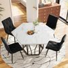 Esstisch 115,5x100x75 cm, sechseckig, MDF in Marmoroptik mit schwarzem Metallgestell Bild 3