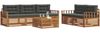 vidaXL Outdoor-Sofagarnitur mit Kissen 6 pcs Natur und Anthrazit 3373012 Bild 3