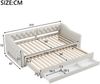 Tagesbett, Leinenmischung mit LED, Ausziehbett & 3 Schubladen, 90x200 cm, Beige, ohne Matratze Bild 3