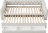 Tagesbett, Leinenmischung mit LED, Ausziehbett & 3 Schubladen, 90x200 cm, Beige, ohne Matratze Bild 5