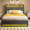 oyajia Polsterbett Doppelbett mit Stauraum gepolstertem Kopfteil (mit LED-Beleuchtung 90/140/160x200cm und hydraulischem Stauraum), Modernes Jugendbett, Leises Design Bett, Max. Belastbarkeit 365 kg Bild 4