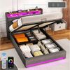 oyajia Polsterbett Doppelbett mit Stauraum gepolstertem Kopfteil (mit LED-Beleuchtung 90/140/160x200cm und hydraulischem Stauraum), Modernes Jugendbett, Leises Design Bett, Max. Belastbarkeit 365 kg Bild 3