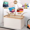 Faltbarer Wäschekorb 60L Bambus Stoff Storage Basket Schlafzimmer Badezimmer Bild 3